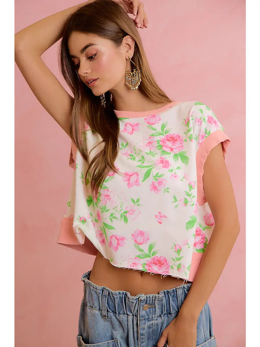 Pink Floral Open Back Top PREORDER