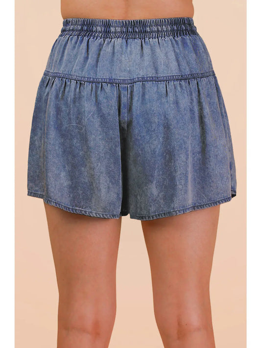 Ruffle Chambray Shorts