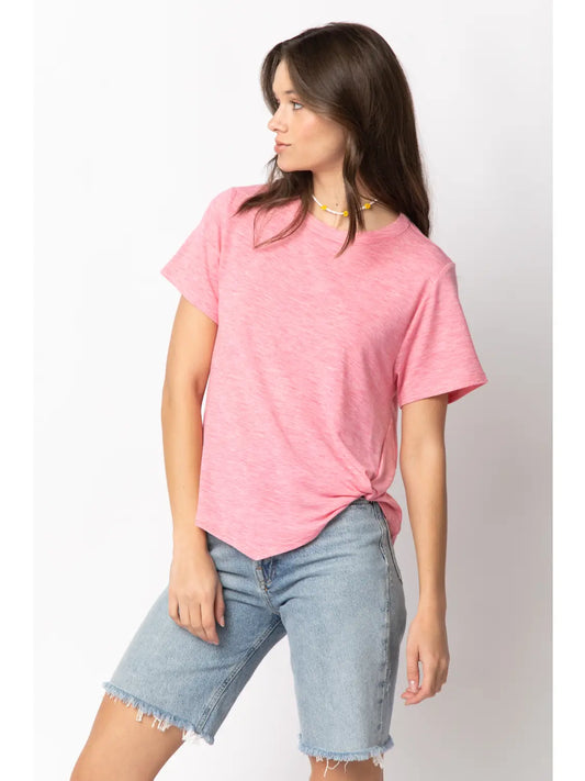 Pink Twisted Hem Top
