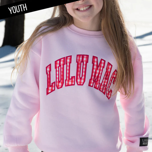 Youth Lulu Mac Pink/Red Gingham Sweatshirt