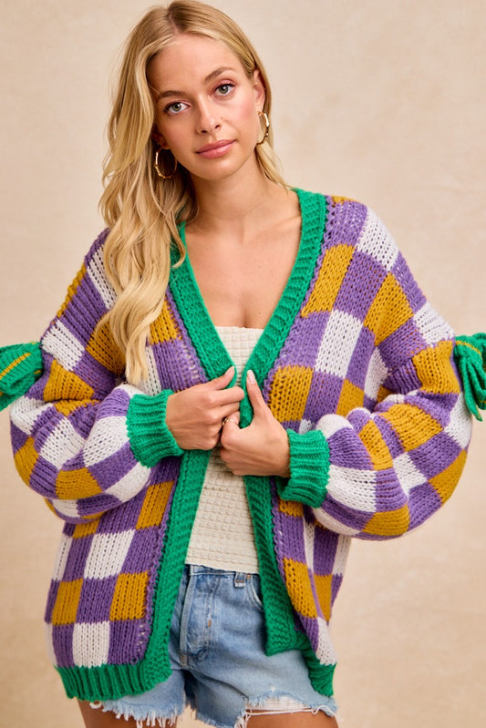 Mardi Gras Checker Cardigan