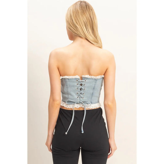 Denim Lace Top