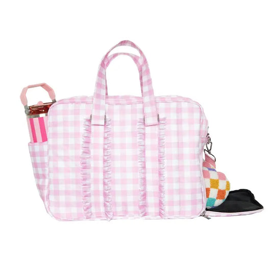 Pink Checkered Duffle Bag