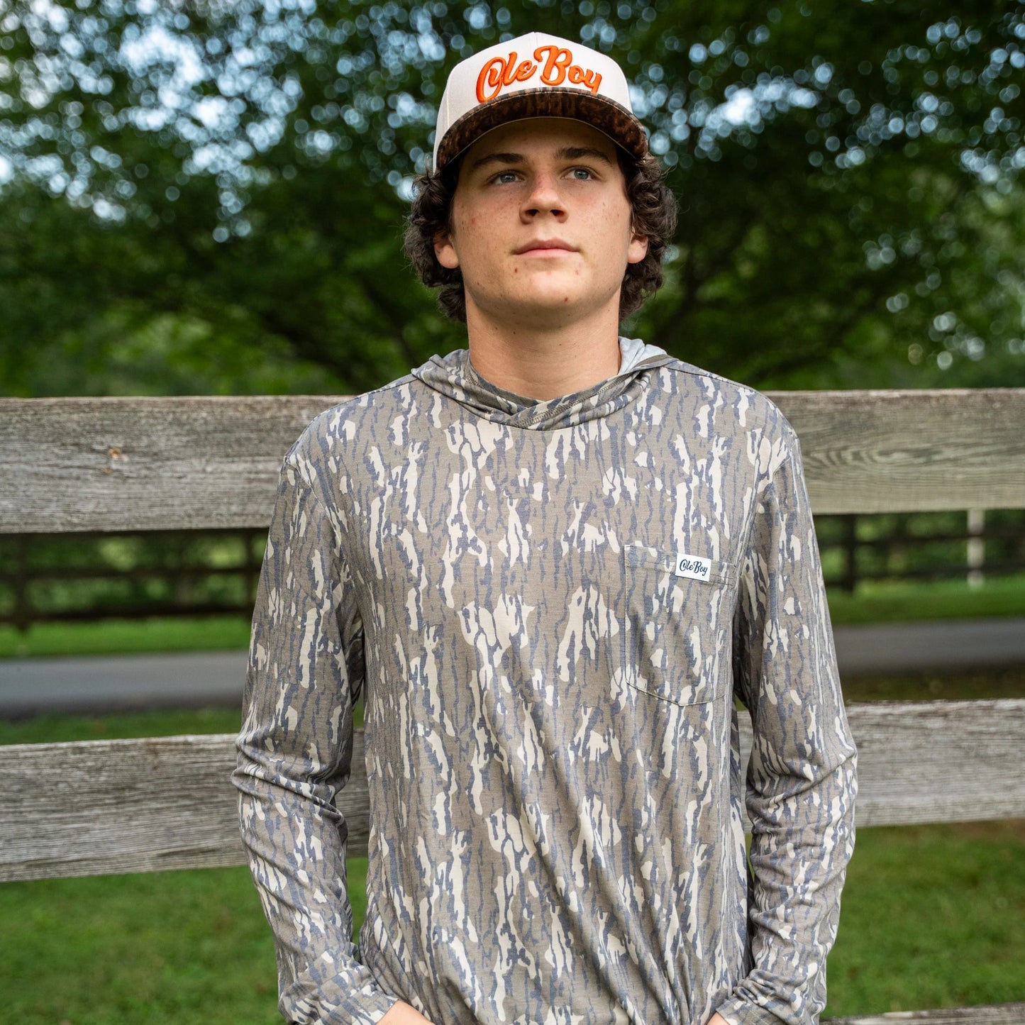 OLE BOY Performance Hooded Tee - Bottomland Camo