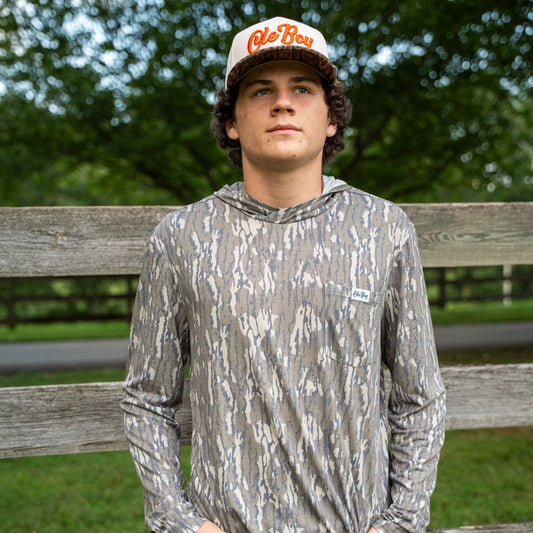 OLE BOY Performance Hooded Tee - Bottomland Camo