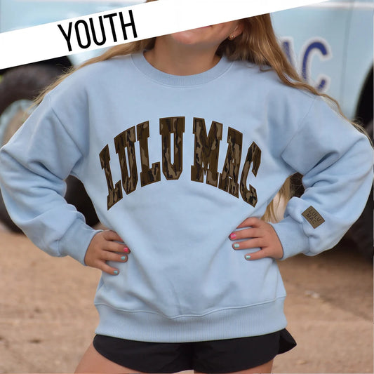 Youth Lulu Mac LIGHT BLUE W/ MOSSY OAK BOTTOMLAND PREORDER